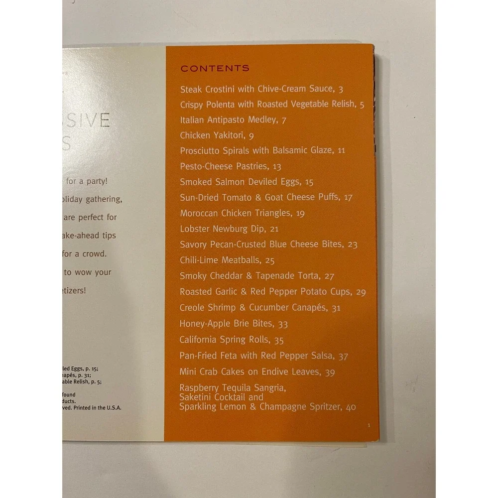 The Pampered Chef Easy & Impressive Appetizers Cookbook Spiral Bound 2009 102441